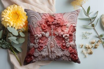 3D Flamingo Temalı Kırlent Paneli Dikilmemiş Kumaş