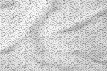 Valentine's Day Collection-Black and White Love Written Heart Fabric