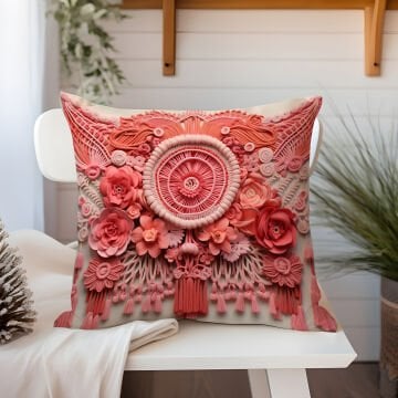 3D Flamingo Temalı Kırlent Paneli Dikilmemiş Kumaş