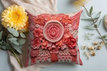 3D Flamingo Temalı Kırlent Paneli Dikilmemiş Kumaş