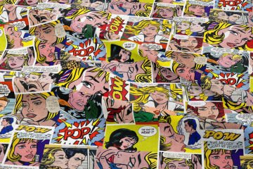 Renkli Çizgi Roman Karakterli Popart Desenli Dijital Baskılı Kumaş