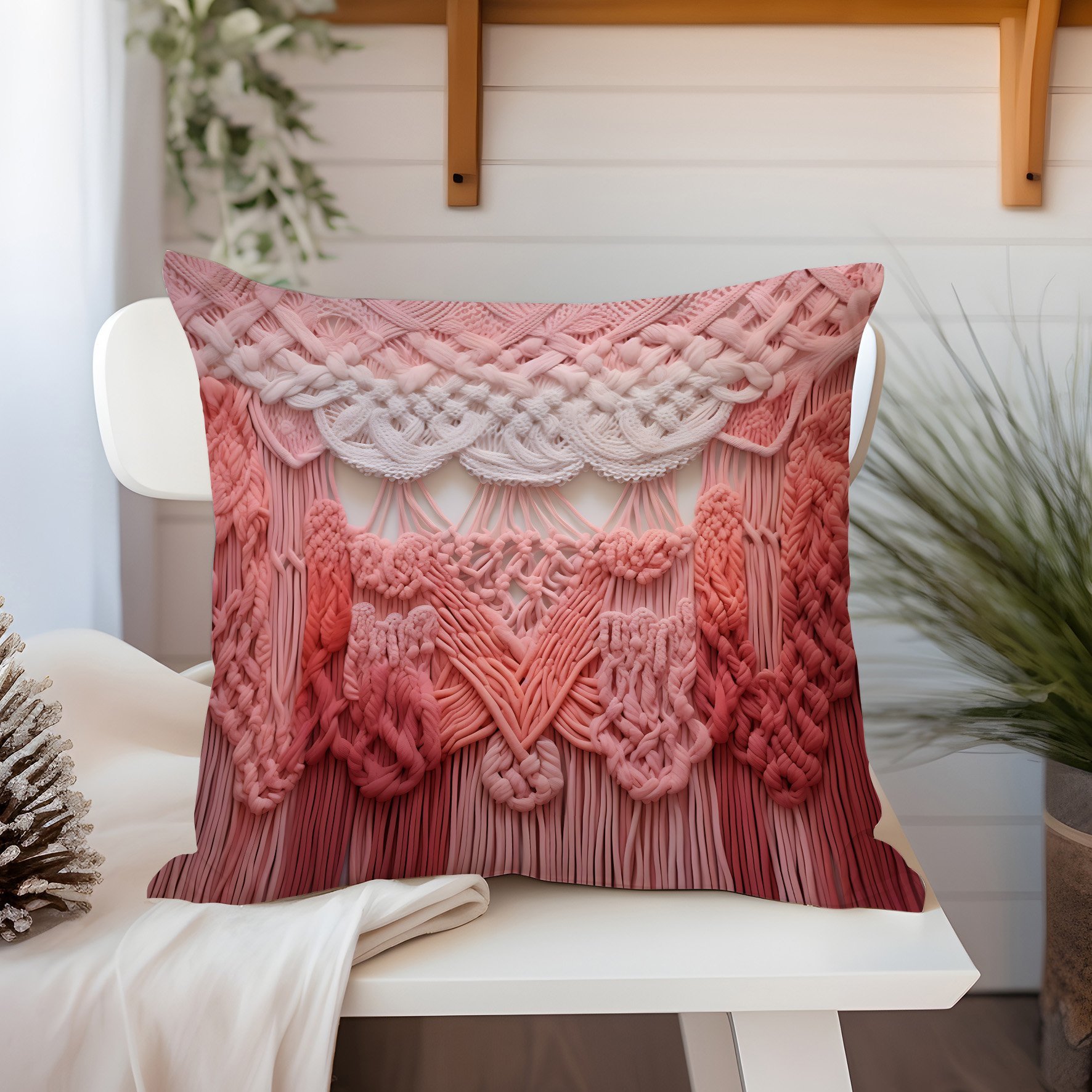 3D Flamingo Temalı Kırlent Paneli Dikilmemiş Kumaş