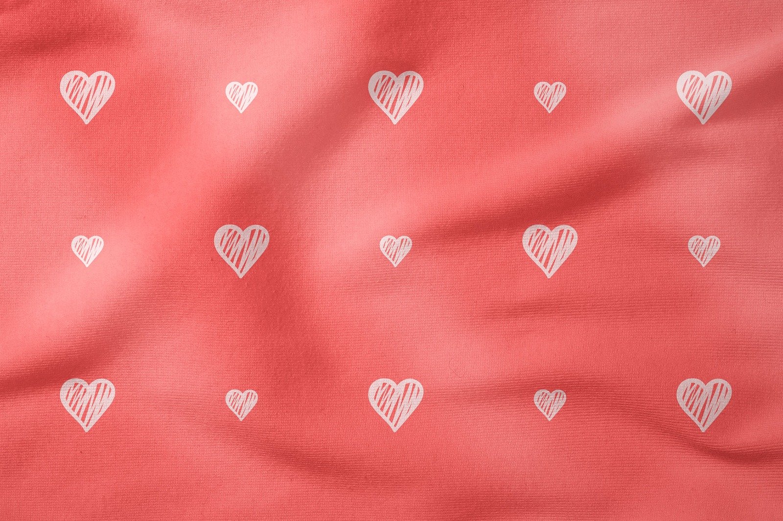 Sevgililer Günü Koleksiyonu- Kırmızı Zeminli Kalpli Kumaş
