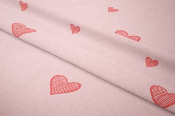 Sevgililer Günü Koleksiyonu-Pembe Zeminli Kalpli Kumaş