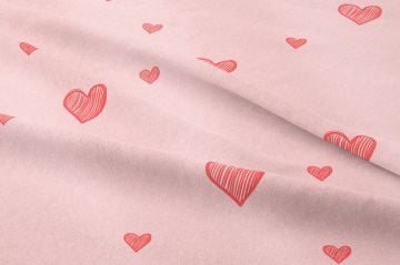 Sevgililer Günü Koleksiyonu-Pembe Zeminli Kalpli Kumaş