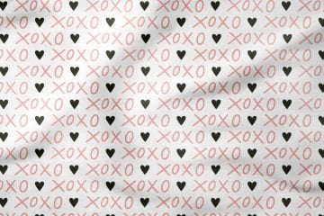 Sevgililer Günü Koleksiyonu-Kalpli XOXO Yazılı Desen Desenli Döşemelik Kumaş
