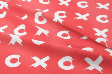 Sevgililer Günü Koleksiyonu-Kırmızı Zeminli XOXO Yazılı Kumaş