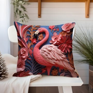 3D Flamingo Themed Cushion Panel Non-Sew Fabric