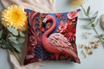 3D Flamingo Themed Cushion Panel Non-Sew Fabric