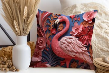 3D Flamingo Themed Cushion Panel Non-Sew Fabric