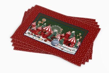 Yılbaşı Koleksiyonu - Yılbaşı Amerikan Servisi 3'lü set Dikilmemiş Panel Kumaş