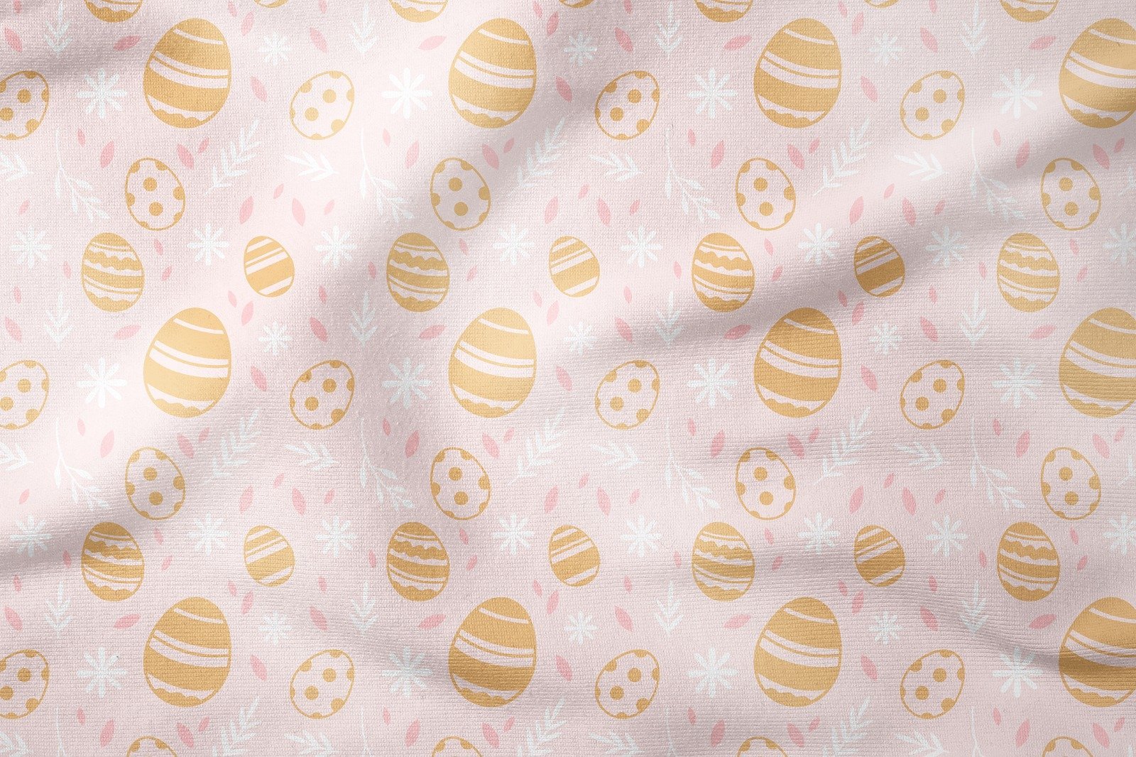 Happy Easter / Paskalya Koleksiyonu Pembe Zeminli Sarı Yumurtalı Çok Amaçlı Dekoratif Dijital Baskı Kumaş