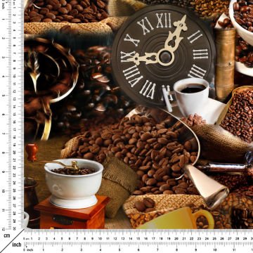 Coffee Bean Clock Glass Digital Printed Fabric
