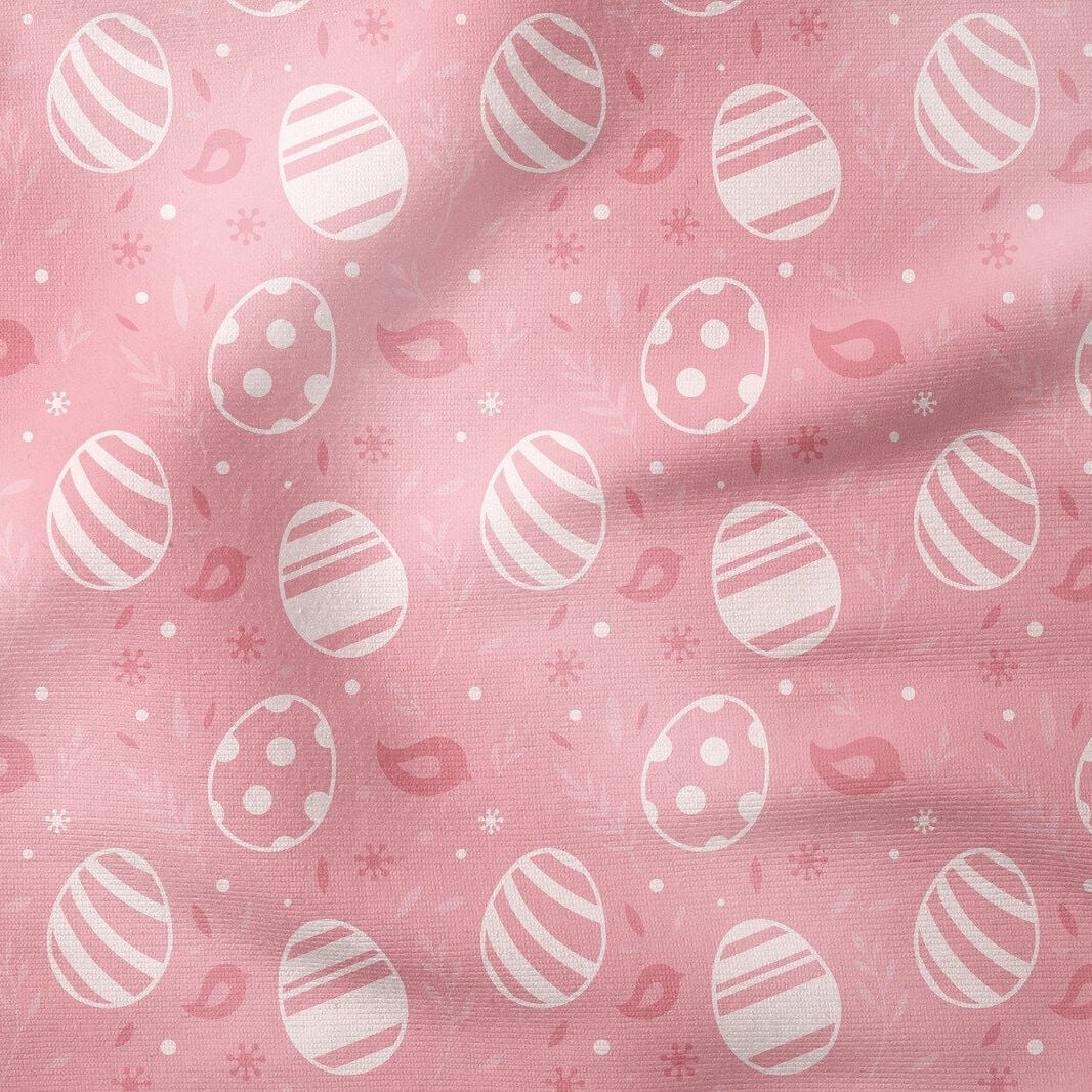 Happy Easter / Paskalya Pembe Zeminli Paskalya Yumurtalı Kuşlu Kumaş