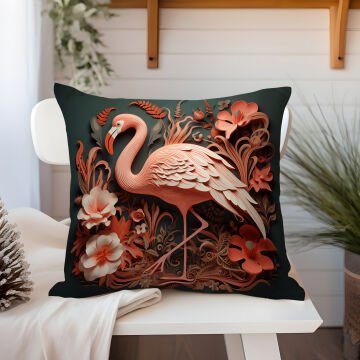 3D Flamingo Themed Cushion Panel Non-Sew Fabric