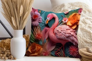 3D-панель для подушки с изображением фламинго, несшитая ткань