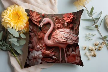 3D Flamingo Themed Cushion Panel Non-Sew Fabric