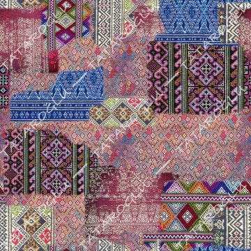 Anadolu Şark Motifleri Desenli Dijital Baskılı Kumaş