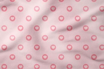 Valentine's Day Collection-Powder Pink Background Round Heart Fabric