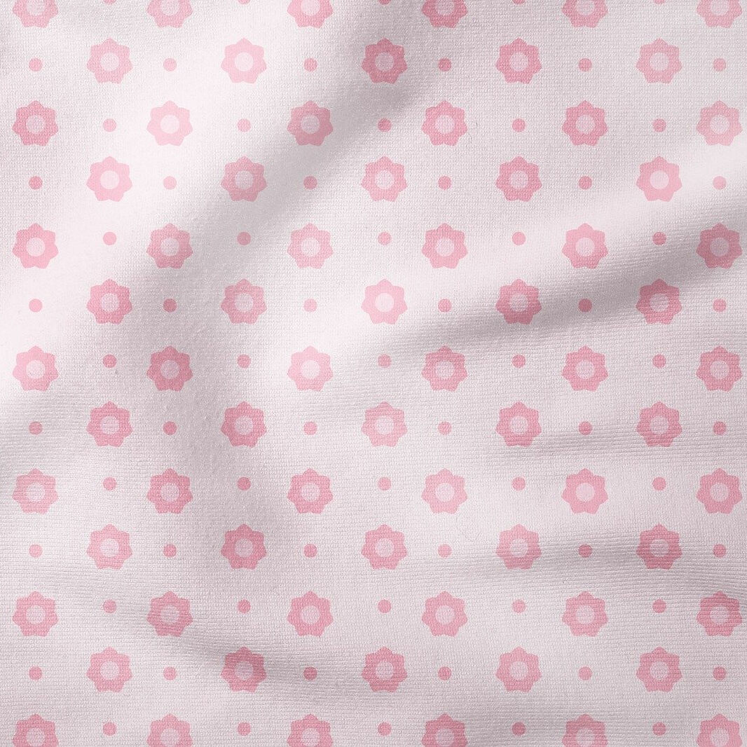 Sevgililer Günü Koleksiyonu-Toz Pembe Zeminli Pembe Çiçekli Kumaş