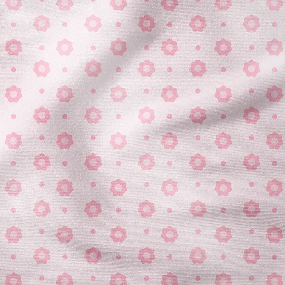 Sevgililer Günü Koleksiyonu-Toz Pembe Zeminli Pembe Çiçekli Kumaş