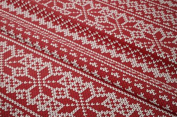 Kırmızı Beyaz Örgü Motif Desenli Dijital Baskılı Kumaş