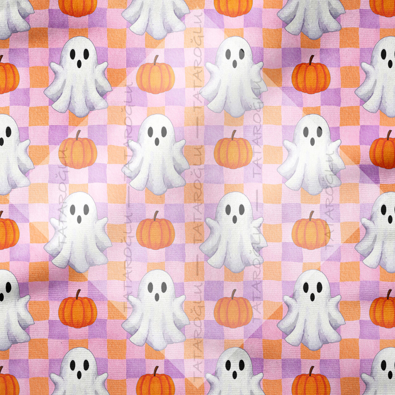 Happy Halloween Cadılar Bayramı Hayalet Balkabağı Kumaş | Halloween Dekoratif Kumaş 143 cm En