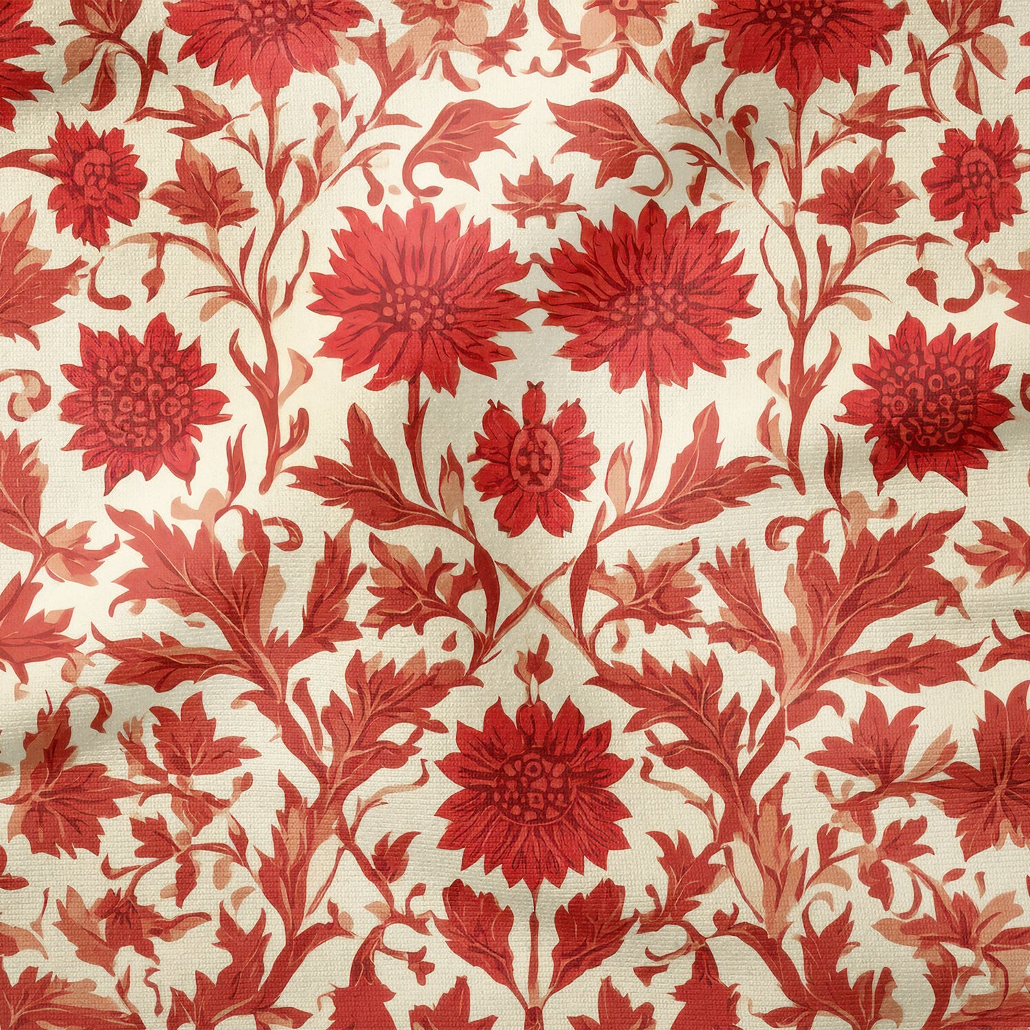 William Morris Esintili Vintage Çiçek Desenli Kumaş