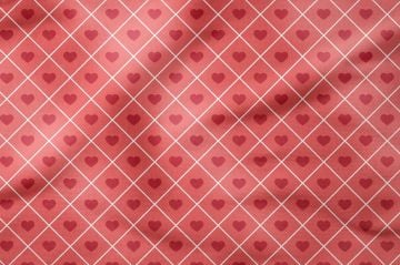 Valentine's Day Collection-Red Heart Patterned Fabric in Squares