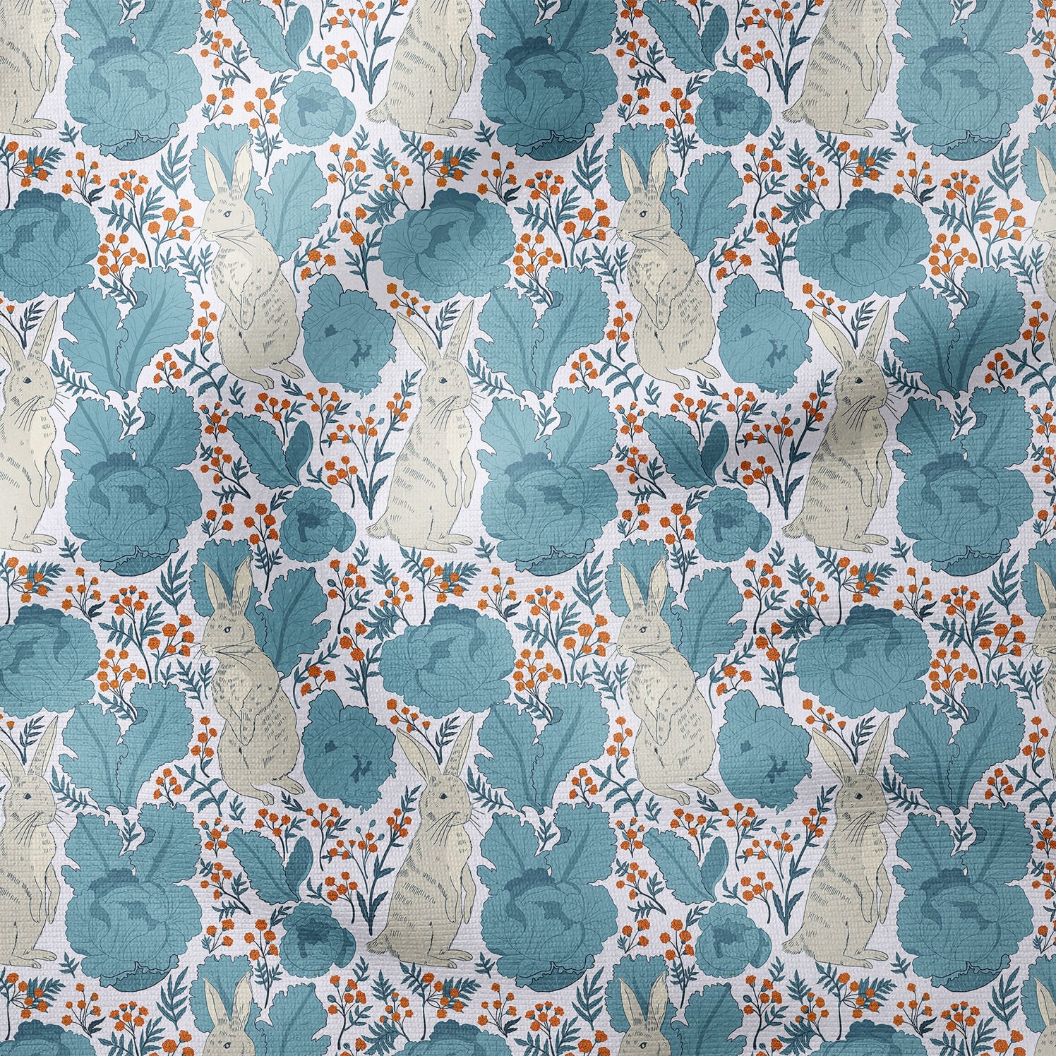William Morris Esintili Tavşan Çiçek Desenli Kumaş – Vintage Woodland Dekoratif Kumaş 143 cm