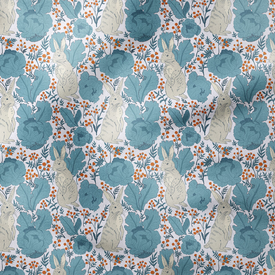William Morris Esintili Tavşan Çiçek Desenli Kumaş – Vintage Woodland Dekoratif Kumaş 143 cm