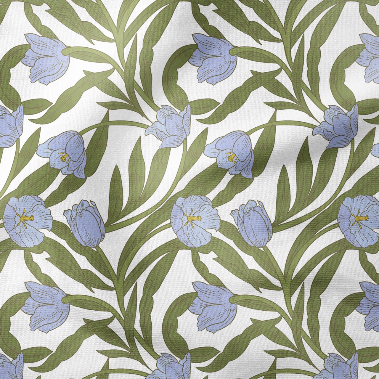 William Morris Esintili Mavi Çiçek Desenli Kumaş – Vintage Botanical Dekoratif Kumaş 143 cm