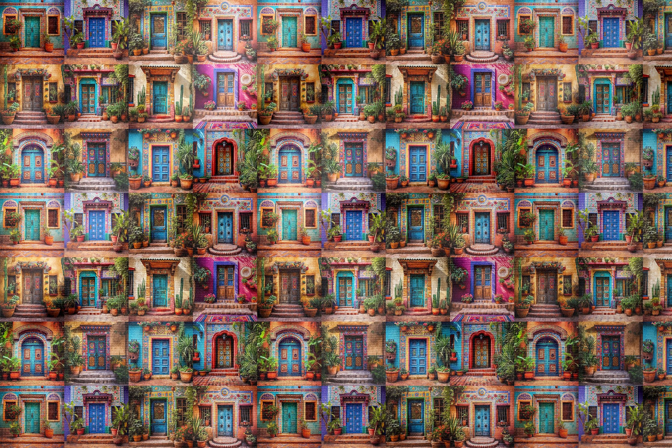 Pop Art Kumaş Meksika Ev Kapıları