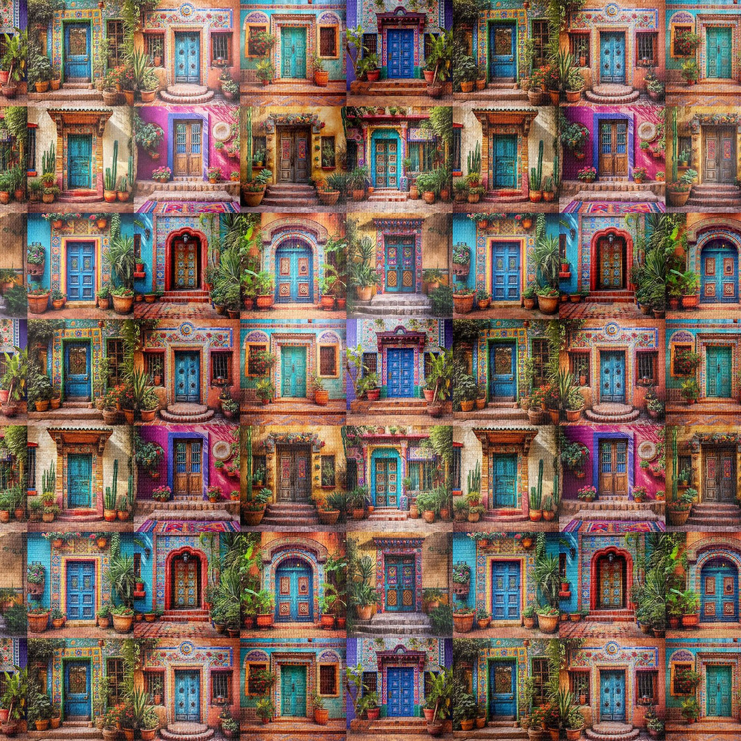 Pop Art Kumaş Meksika Ev Kapıları