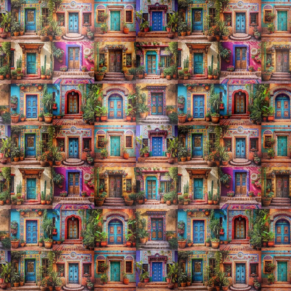 Pop Art Kumaş Meksika Ev Kapıları