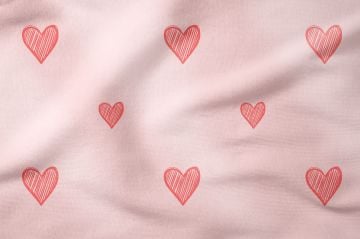 Sevgililer Günü Koleksiyonu-Toz Pembe Zeminli Stilize Kalp Desenli Kumaş