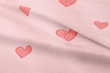 Sevgililer Günü Koleksiyonu-Toz Pembe Zeminli Stilize Kalp Desenli Kumaş