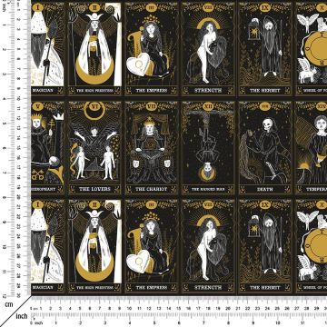 Astroloji Tarot Kartları Desenli Mistik Dijital Baskılı Kumaş(SONBAHAR İNDİRİMİ)
