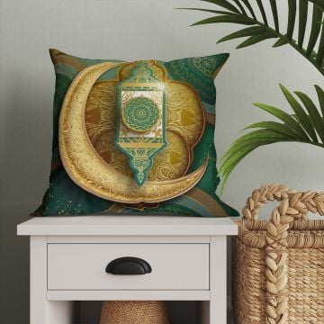 Ramazan Koleksiyonu- Yeşil Gold Kandilli 2'li Kumaş Kırlent Paneli