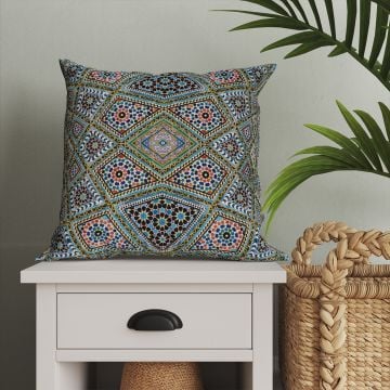 Ramazan Koleksiyonu - Geometrik İslam Mozaik Kahve Tonları Kırlent Kumaş Paneli 2'li
