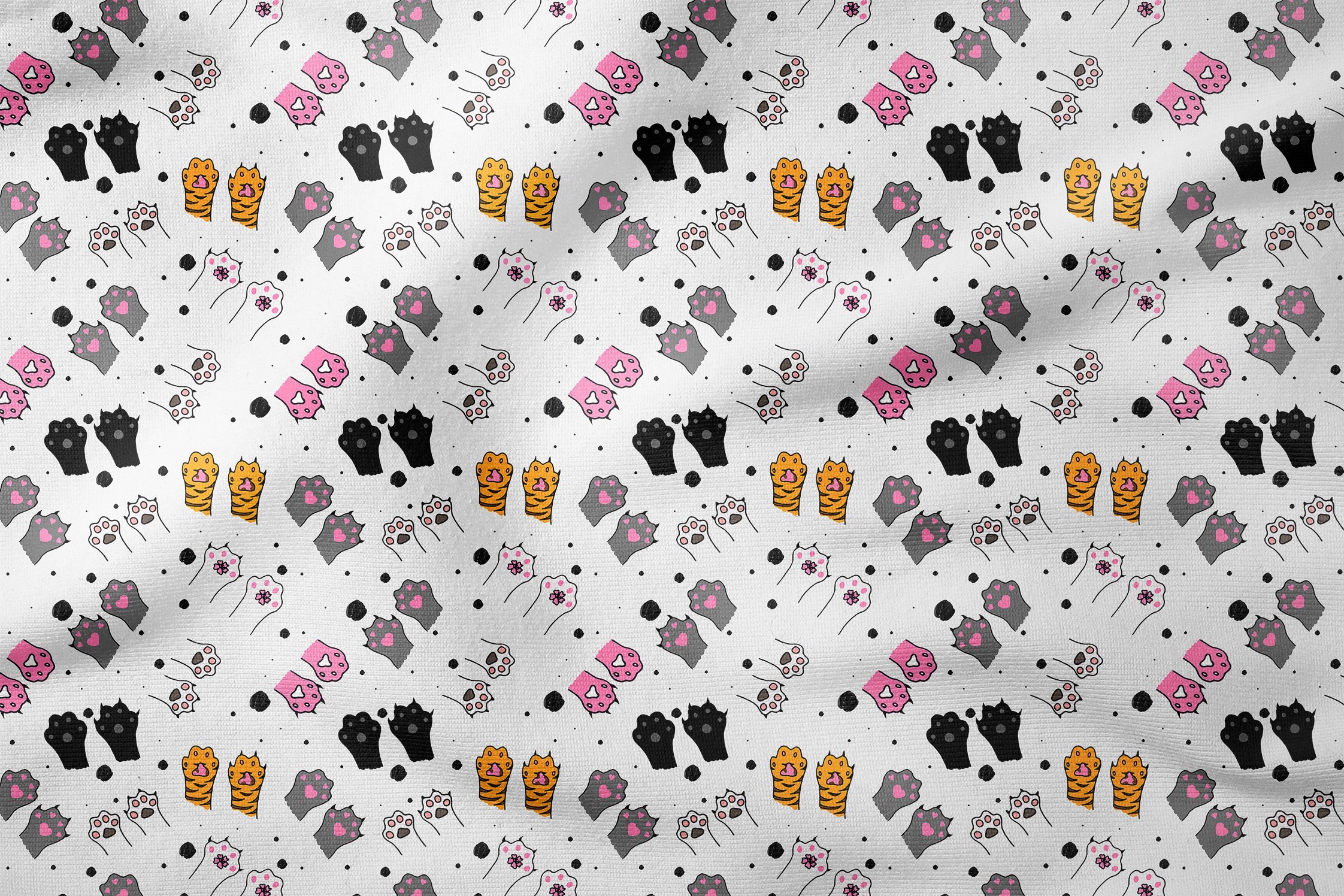 Colorful Cat Paw Fabric