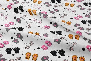 Colorful Cat Paw Fabric