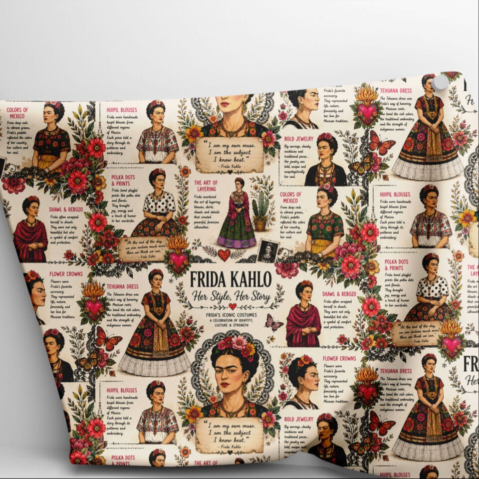 Vintage Meksika Folk Sanatı Kumaşı – Bohem Çiçek Desenli Dijital Baskılı Dekoratif Kumaş