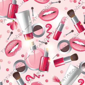 Розовый фон Материалы для макияжа Узорчатая цифровая напечатанная ткань-F6536