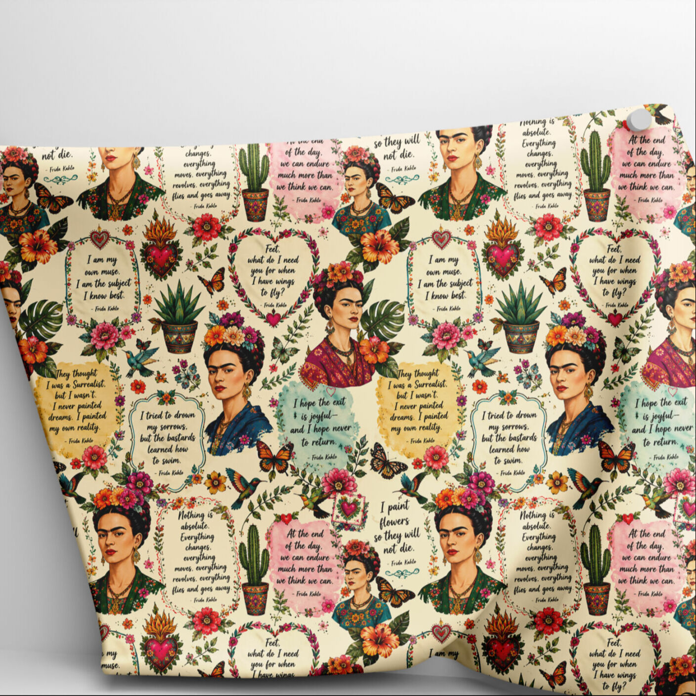 Meksika Sanatı Desenli Kumaş – Vintage Botanik Dijital Baskılı Dekoratif Kumaş