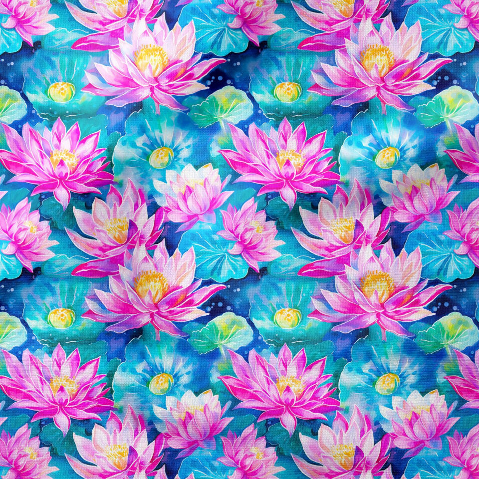 Lotus Çiçeği Desenli Çok Amaçlı Dekoratif Dijital Baskı Kumaş