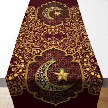 Ramazan Koleksiyonu- Bordo Zemin Üzerine İki Ucu Hilal Runner