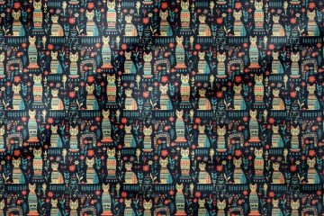 Navy Blue Pharaoh Cat Fabric