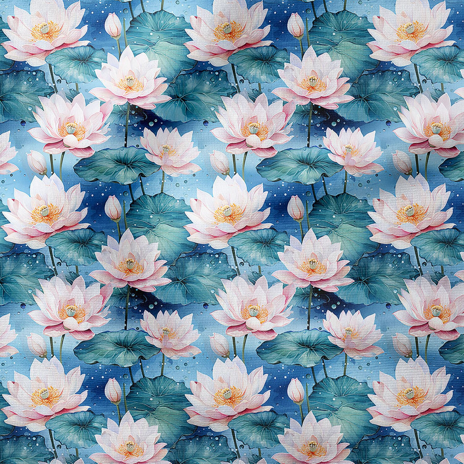 Lotus Çiçeği Desenli Çok Amaçlı Dekoratif Dijital Baskı Kumaş