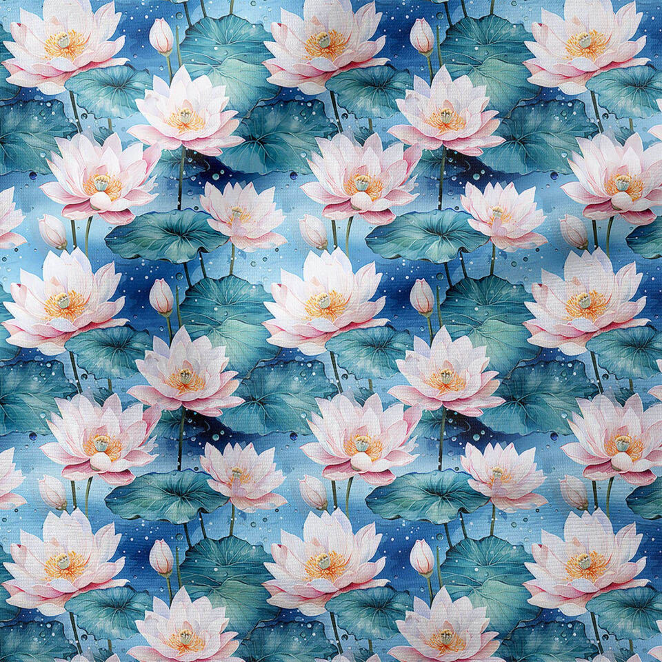 Lotus Çiçeği Desenli Çok Amaçlı Dekoratif Dijital Baskı Kumaş